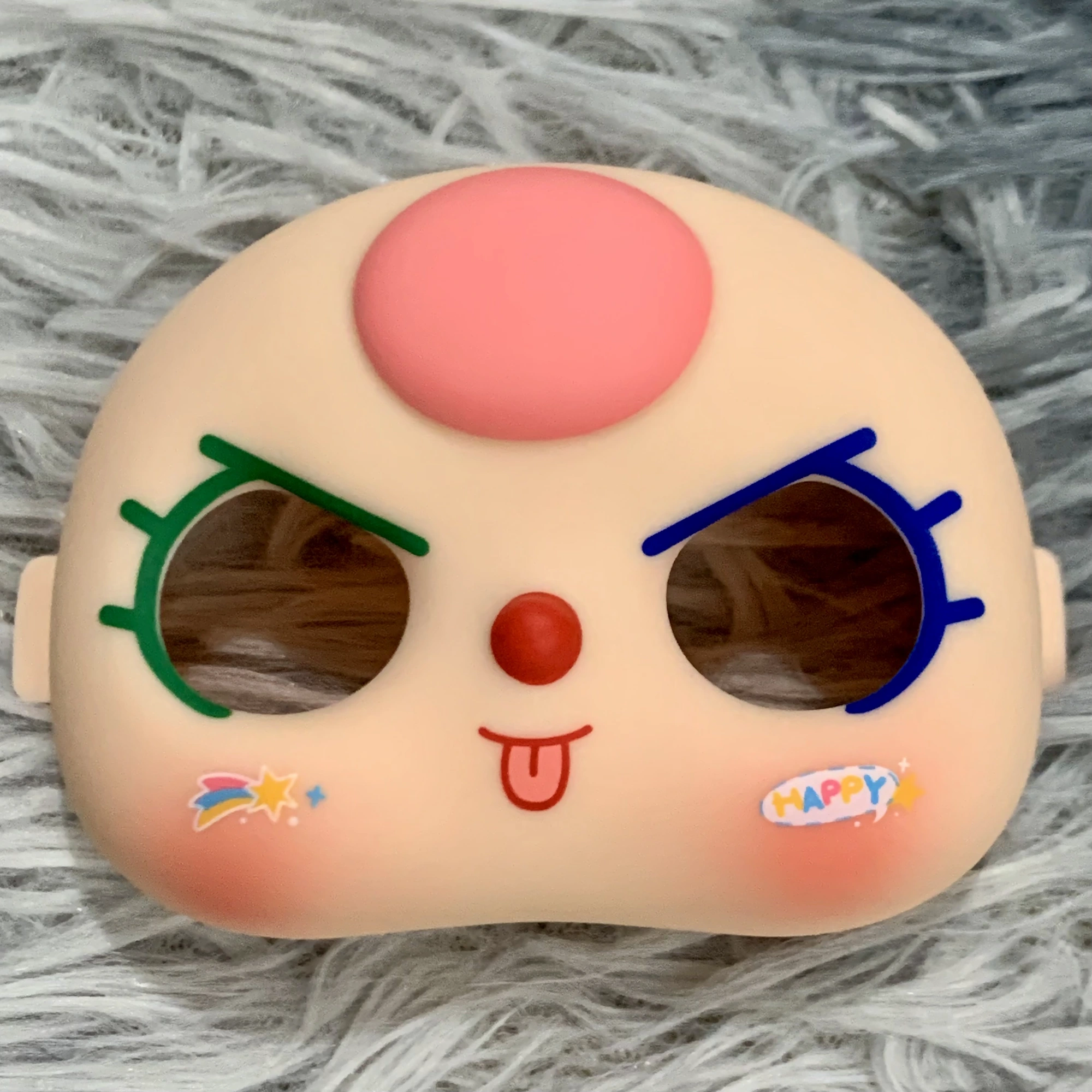 Tóc hồng miệng lè má happy (Mi 2 màu)