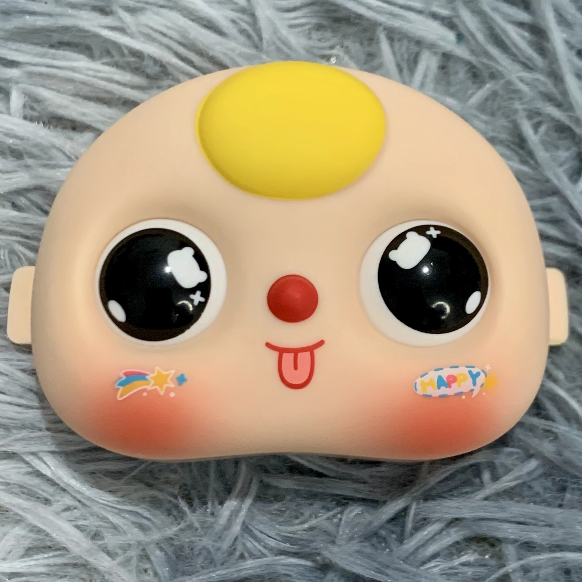 Tóc vàng miệng lè má happy (Lé tròn)